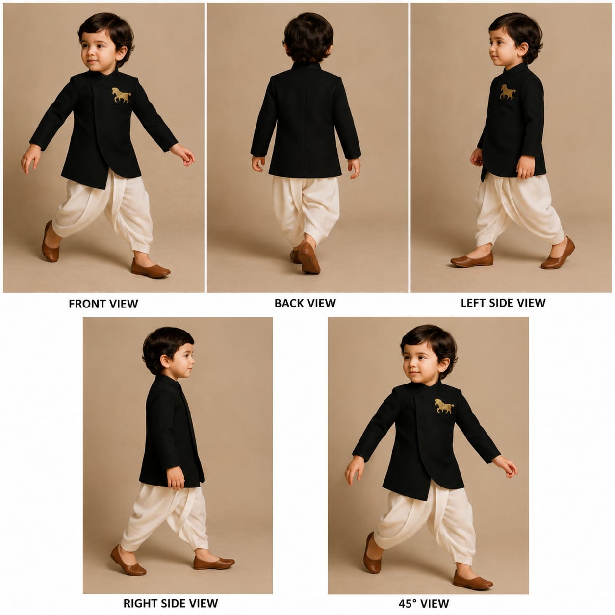 Pre Order: Horse Motif Jodhpuri Jacket And Dhoti