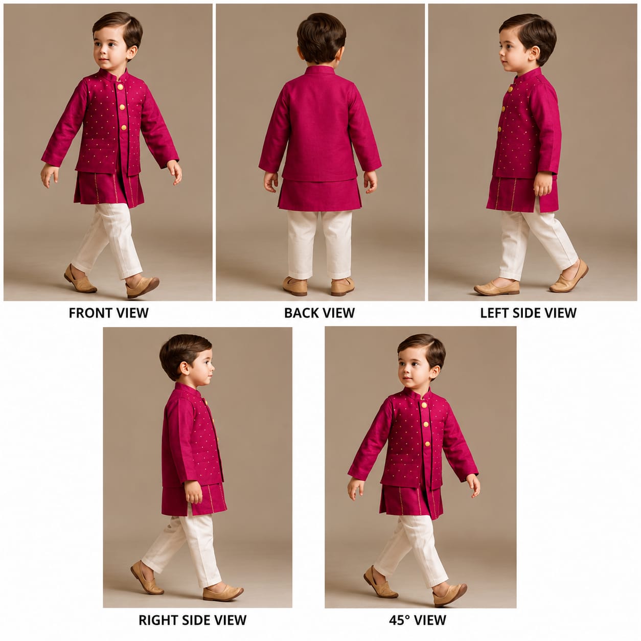 Pre Order: Pink Kurta With Polka Dots Embroidered Jacket And Pyjama