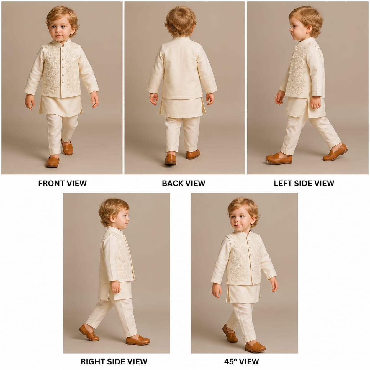 Pre Order: White Kurta With Front Open Embroidered Jacket And Pyjama