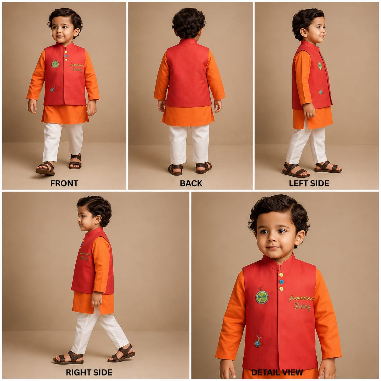 Pre Order: Red Beads Embroidered Kurta Set With Jacket