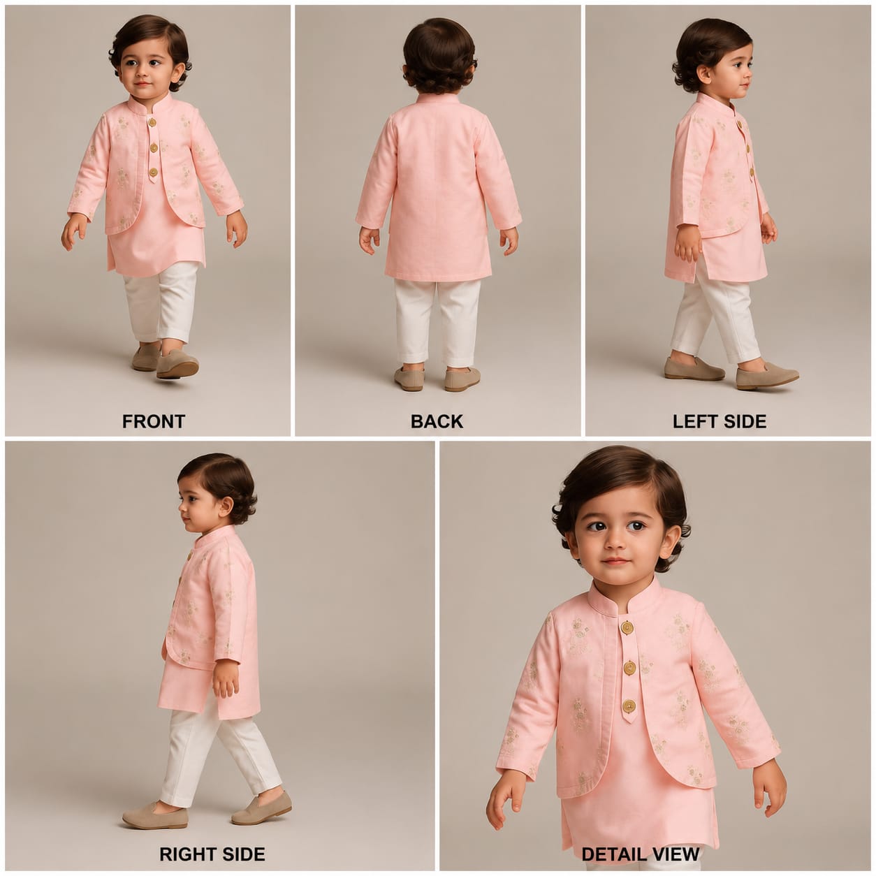Pre Order: Zari Thread Work Full Sleeves Jacket With Kurta And Pyjama