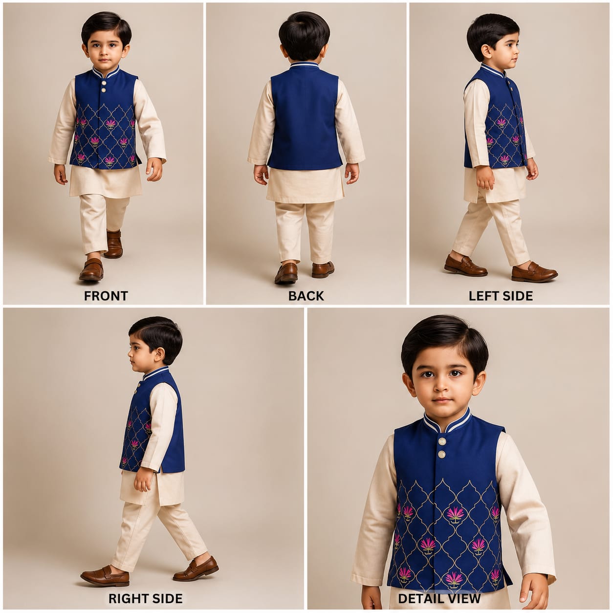Pre Order: Kurta And Floral Thread Embroidered Jacket With Pyjama