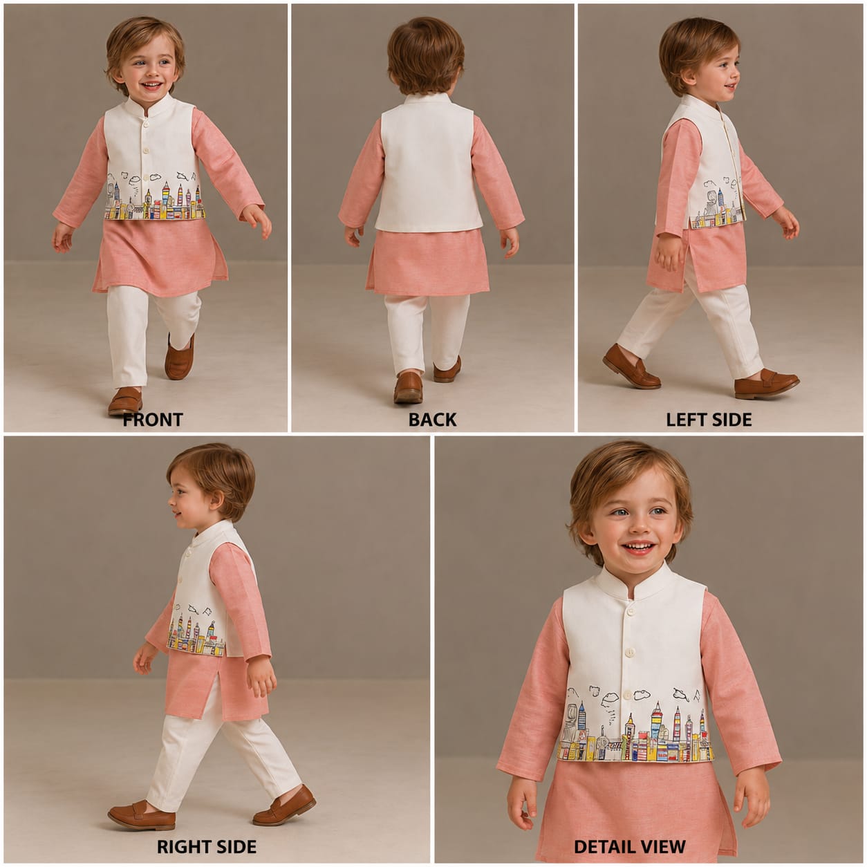 Pre Order: Plain Pink Kurta And Thread Embroidered Jacket With Pyjama