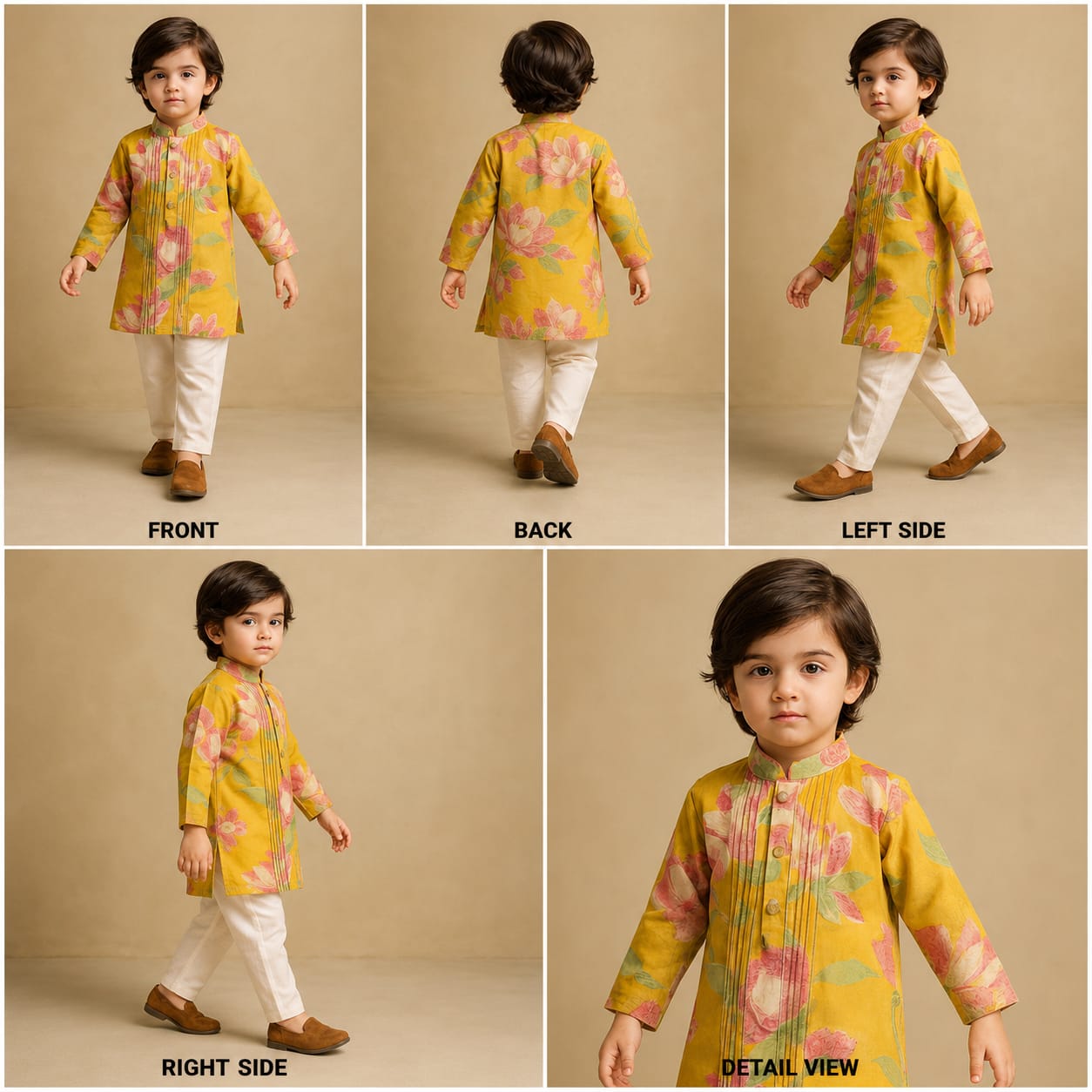 Pre Order: Floral Printed Pin Tuck Detailed Kurta With Pyjama