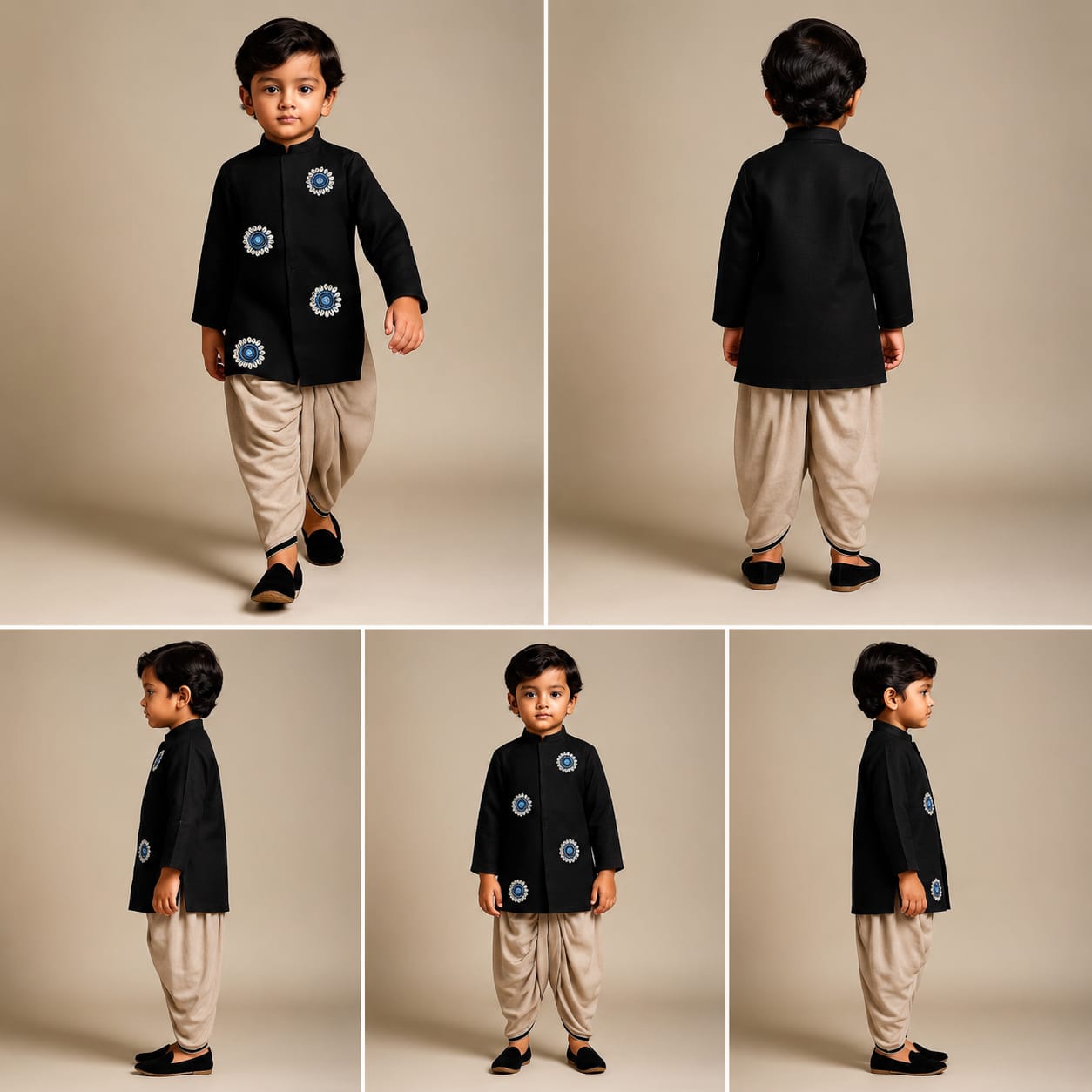 Pre Order: Enchanted Embroidered Eyes Black Kurta With Dhoti