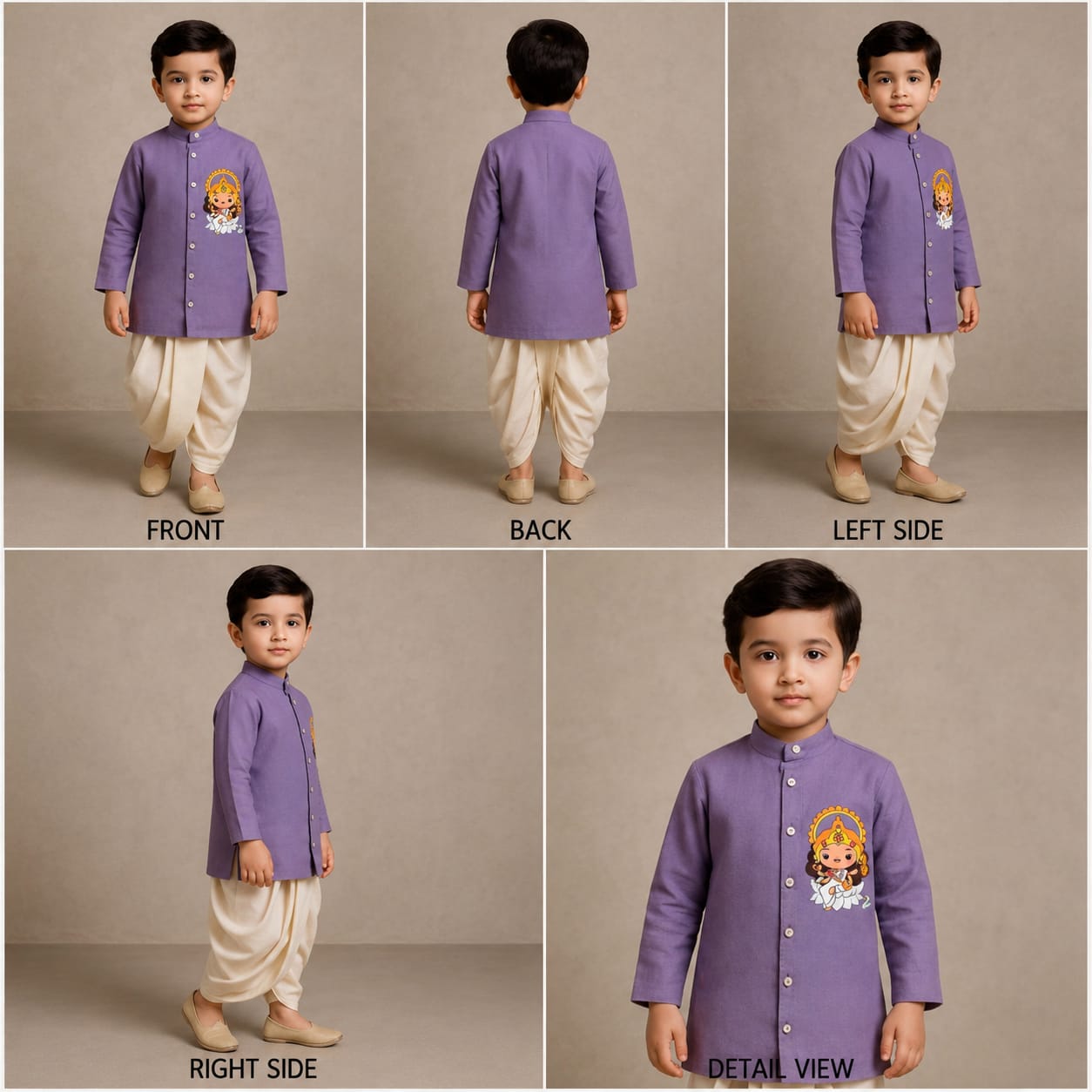 Pre Order: Kamal Vasini with Sawn Purple Kurta With Off White Dhoti