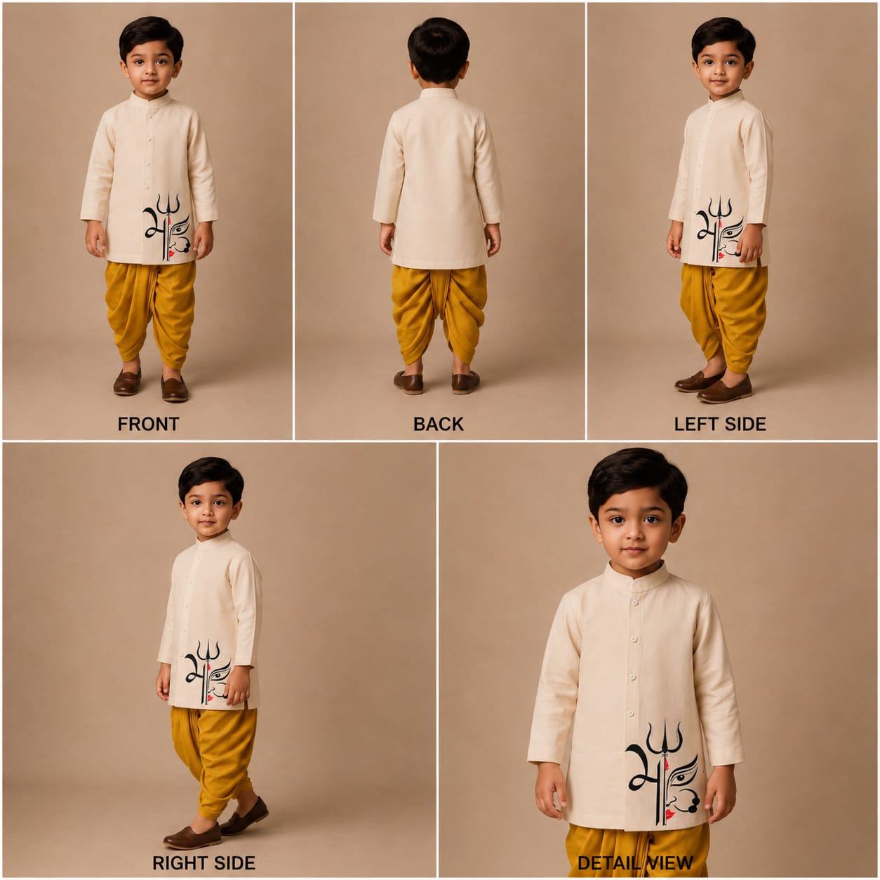 Pre Order: TriForce Off White Kurta With Yellow Dhoti