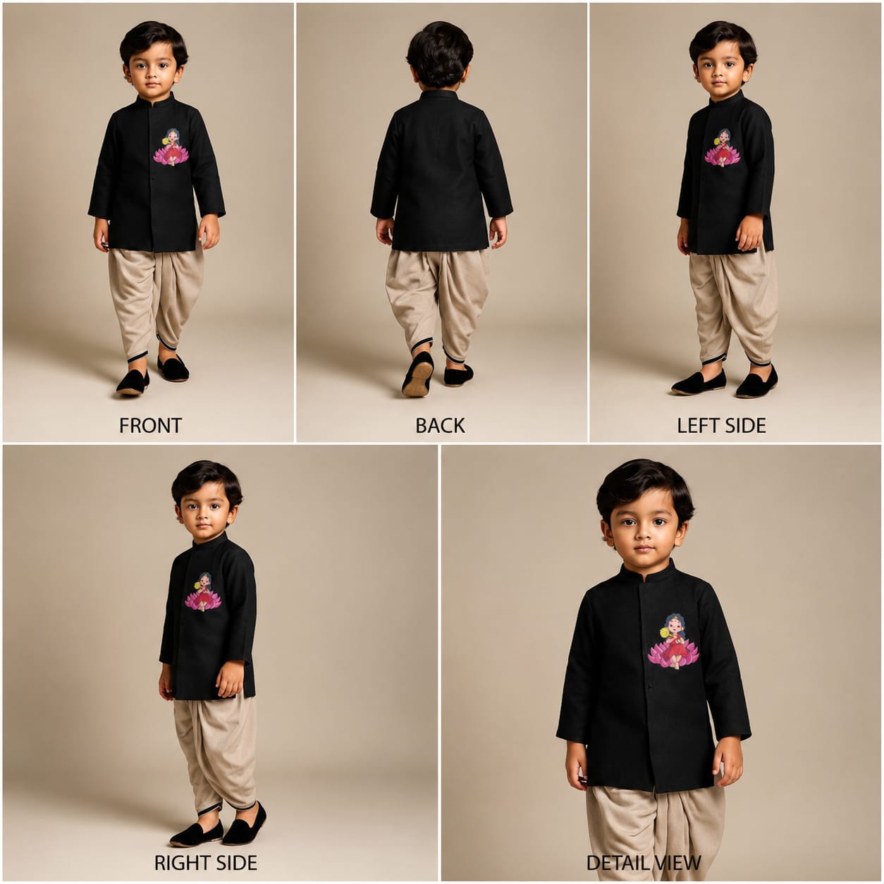 Pre Order: Mata Siddhidhatri Black Kurta With Dhoti