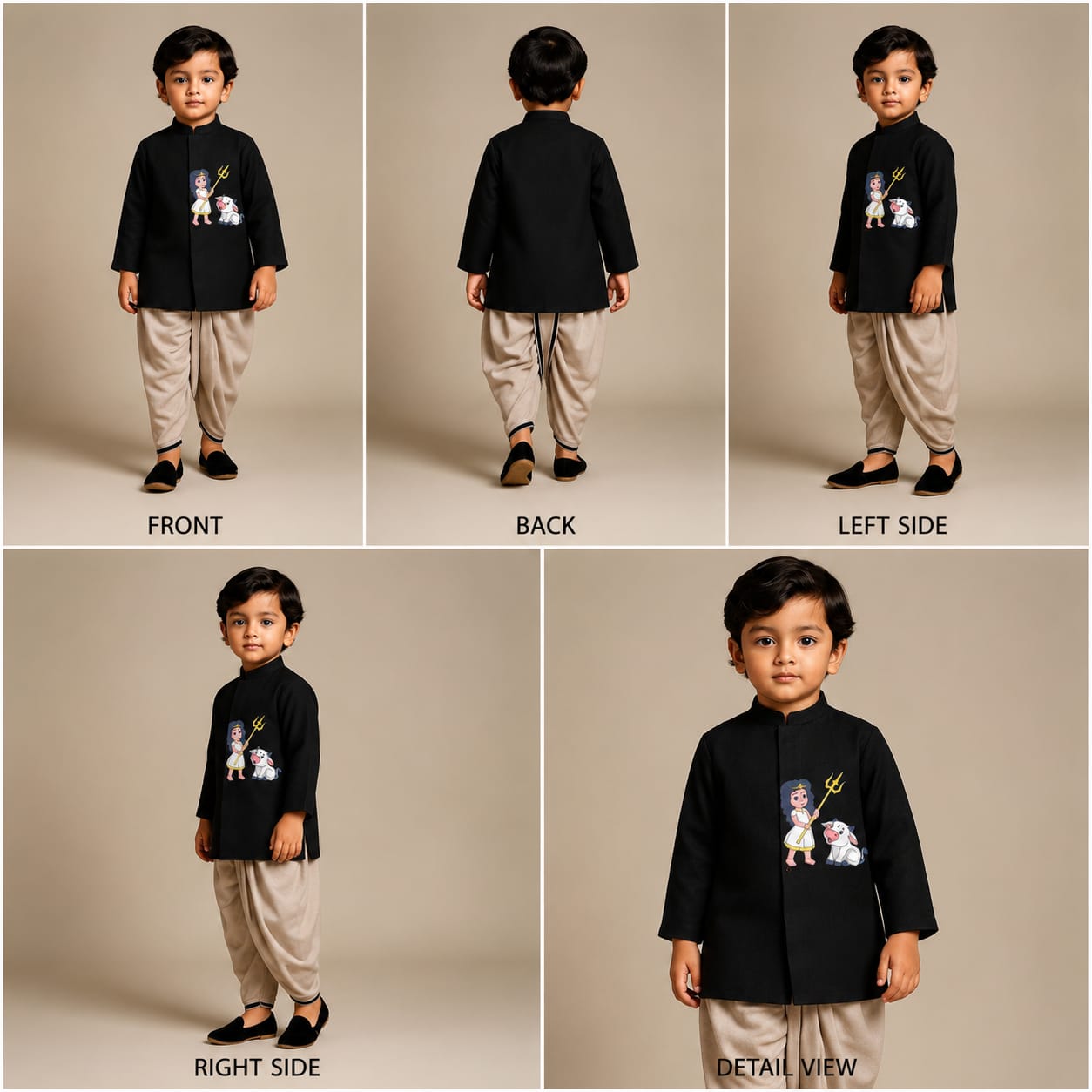 Pre Order: Mata Mahagauri Black Kurta With Dhoti