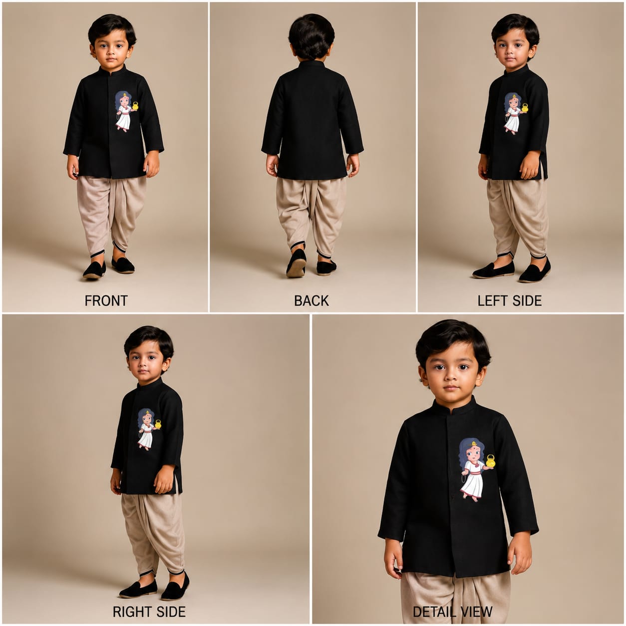 Pre Order: Mata Brahmacharini Black Kurta With Dhoti