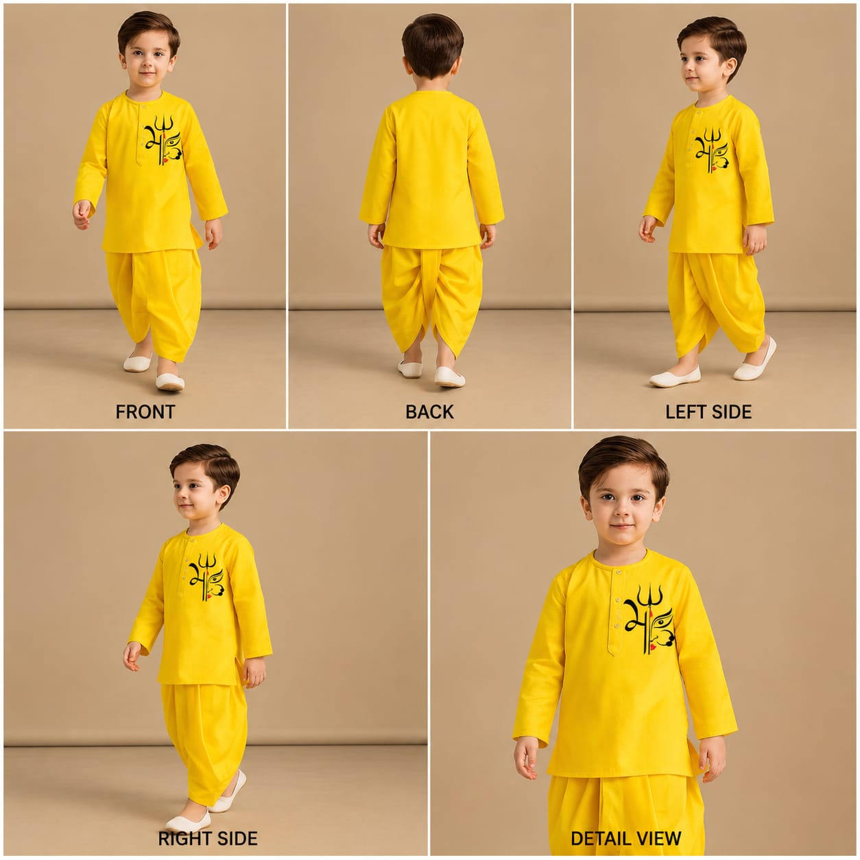 Pre Order: Maa Shakti Yellow Kurta And Dhoti Style Pant