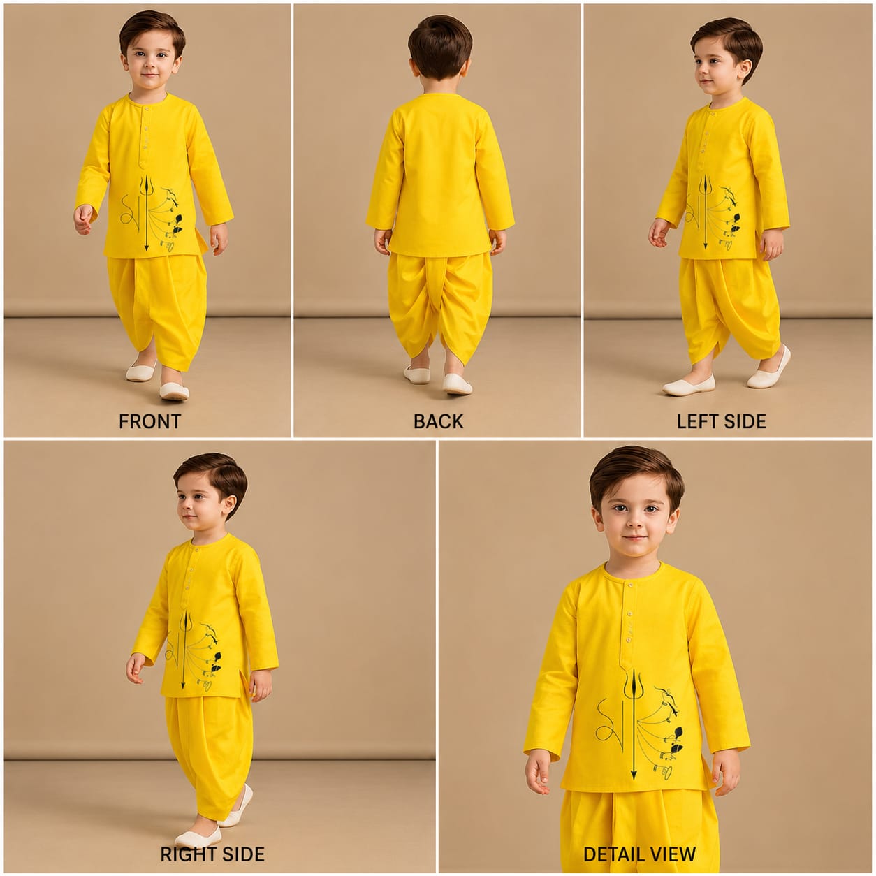 Pre Order: Divine Power Yellow Kurta And Dhoti Style Pant