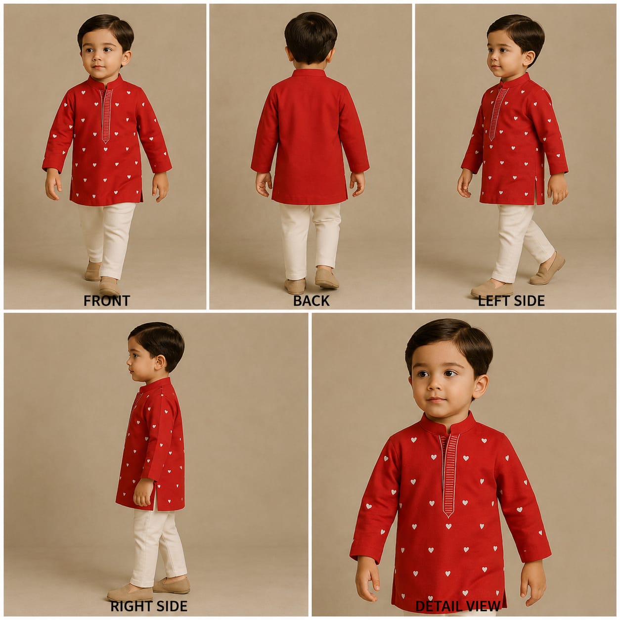 Pre Order: Red Heart Embroidered Kurta And Pyjama