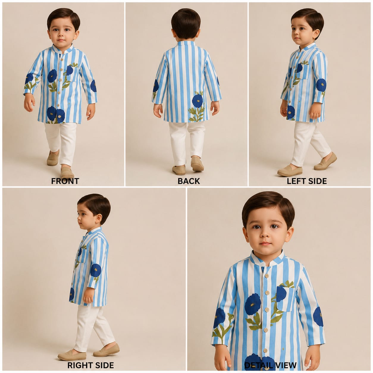 Pre Order: Blue Floral Printed Kurta With Pyjama