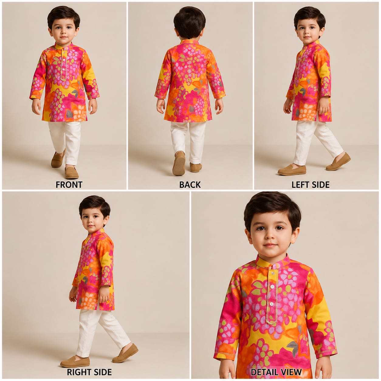 Pre Order: Floral Printed Multicoloured Kurta With Pyjama