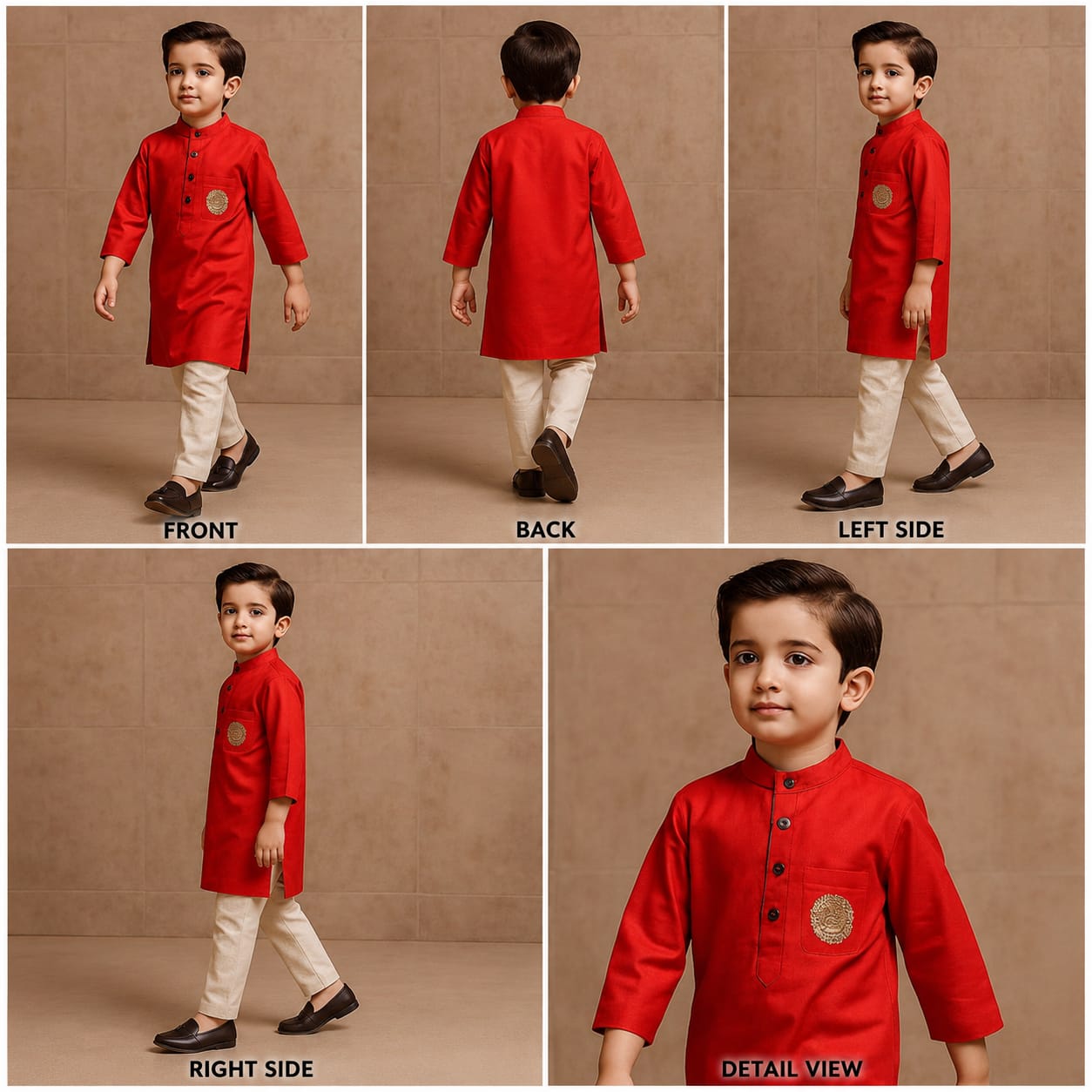 Pre Order: Red Kurta With Embroidery Patch