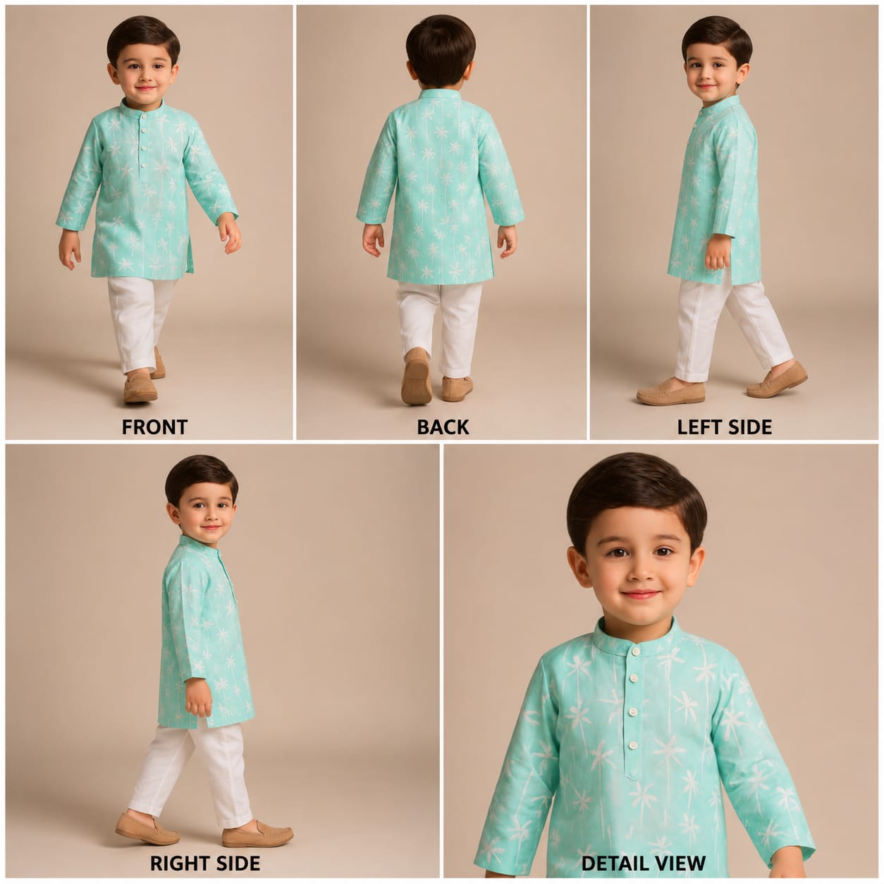 Pre Order: Pockets Detailed Printed Kurta With Off White Pyjama