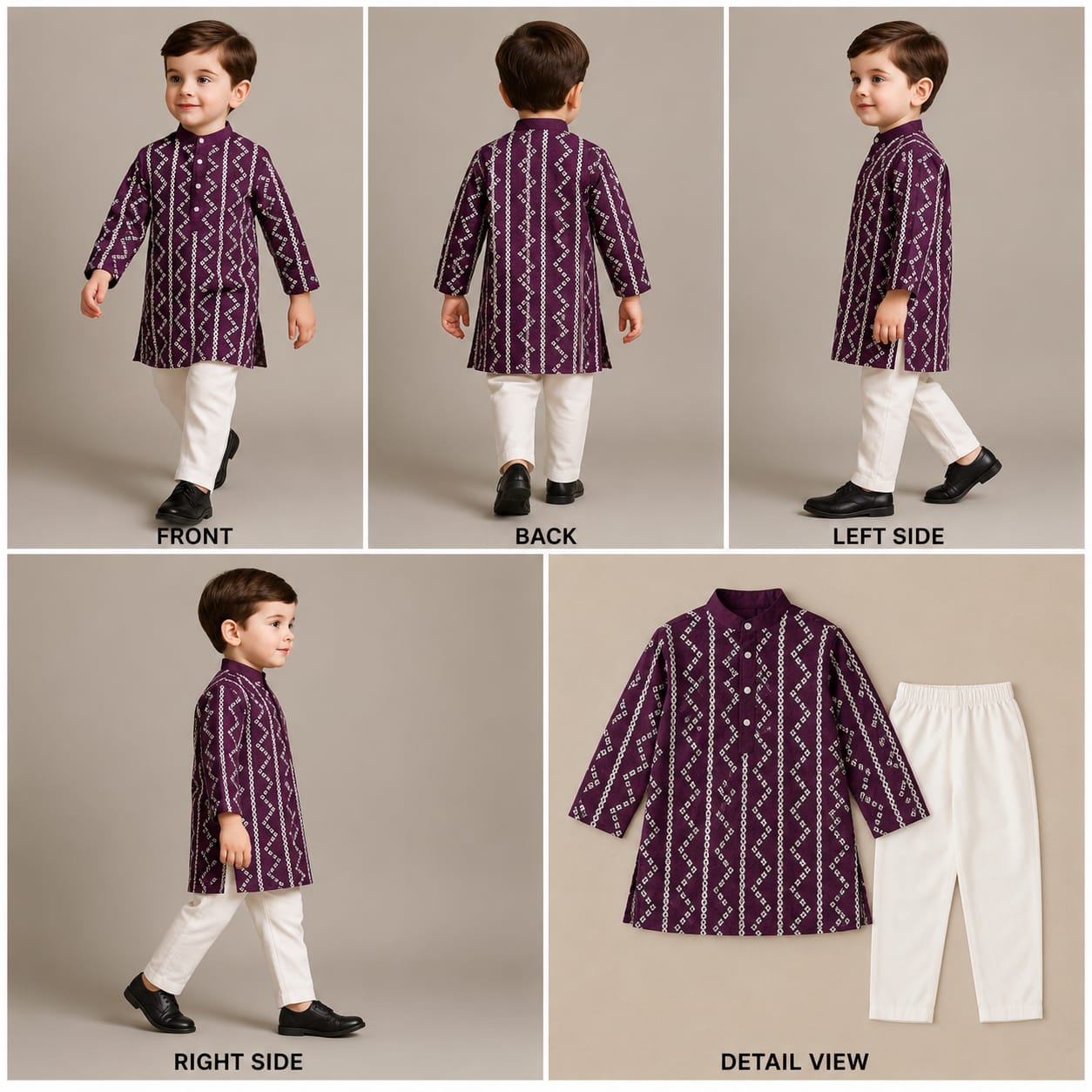 Pre Order: Maroon Zig Zag Printed Kurta Pyjama Set