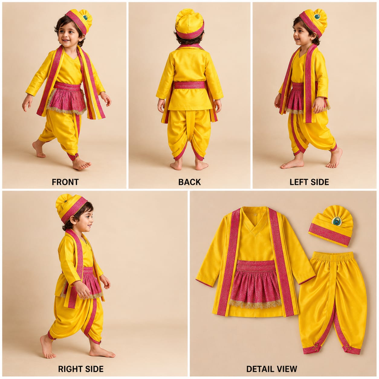 Pre Order: Brocade Flap-Enhanced Yellow Dhoti With Shawl