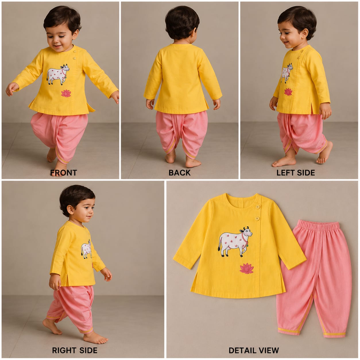 Pre Order: Yellow Nandi Embroidered Dhoti Kurta
