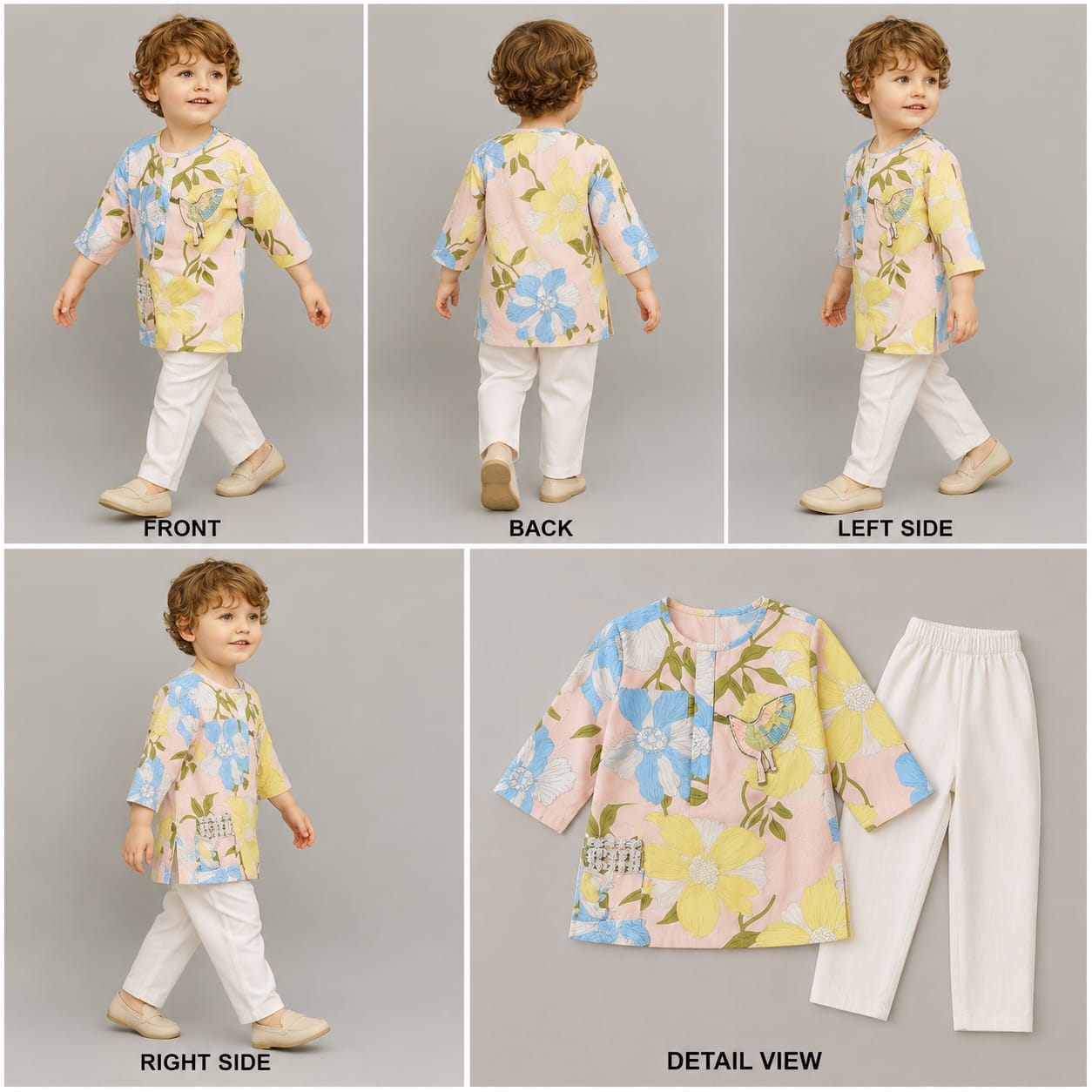 Pre Order: Floral Printed Cotton Kurta With Pyjama
