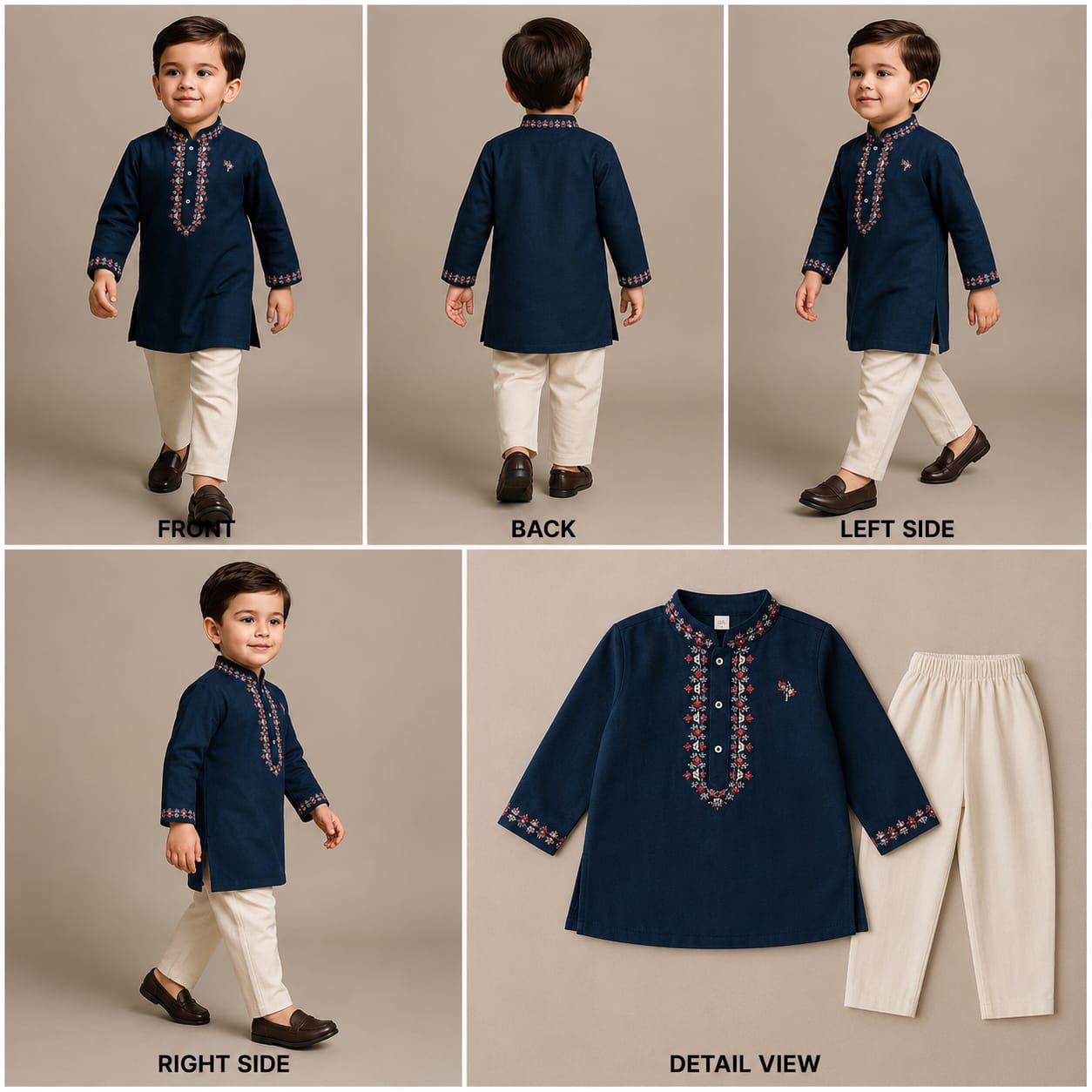 Pre Order: Blue Embroidered Chanderi Kurta With Pyjama