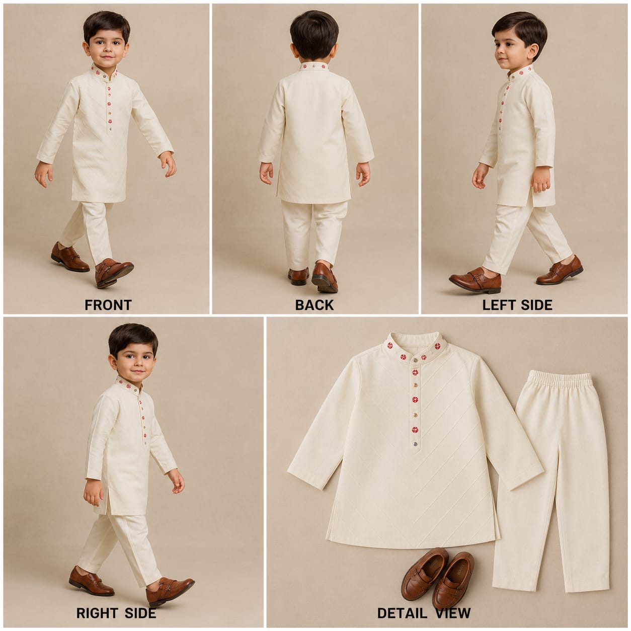 Pre Order: Off White Pintuck Embroidered Kurta With Pyjama