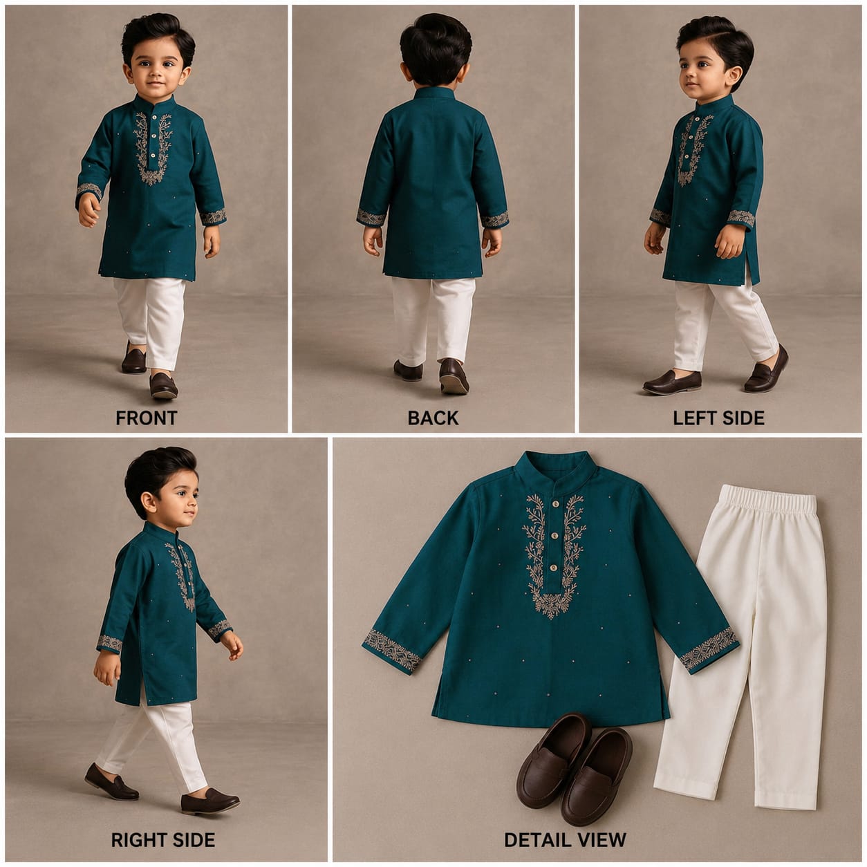 Pre Order: Rama Faux Mirror Work Kurta With Pyjama