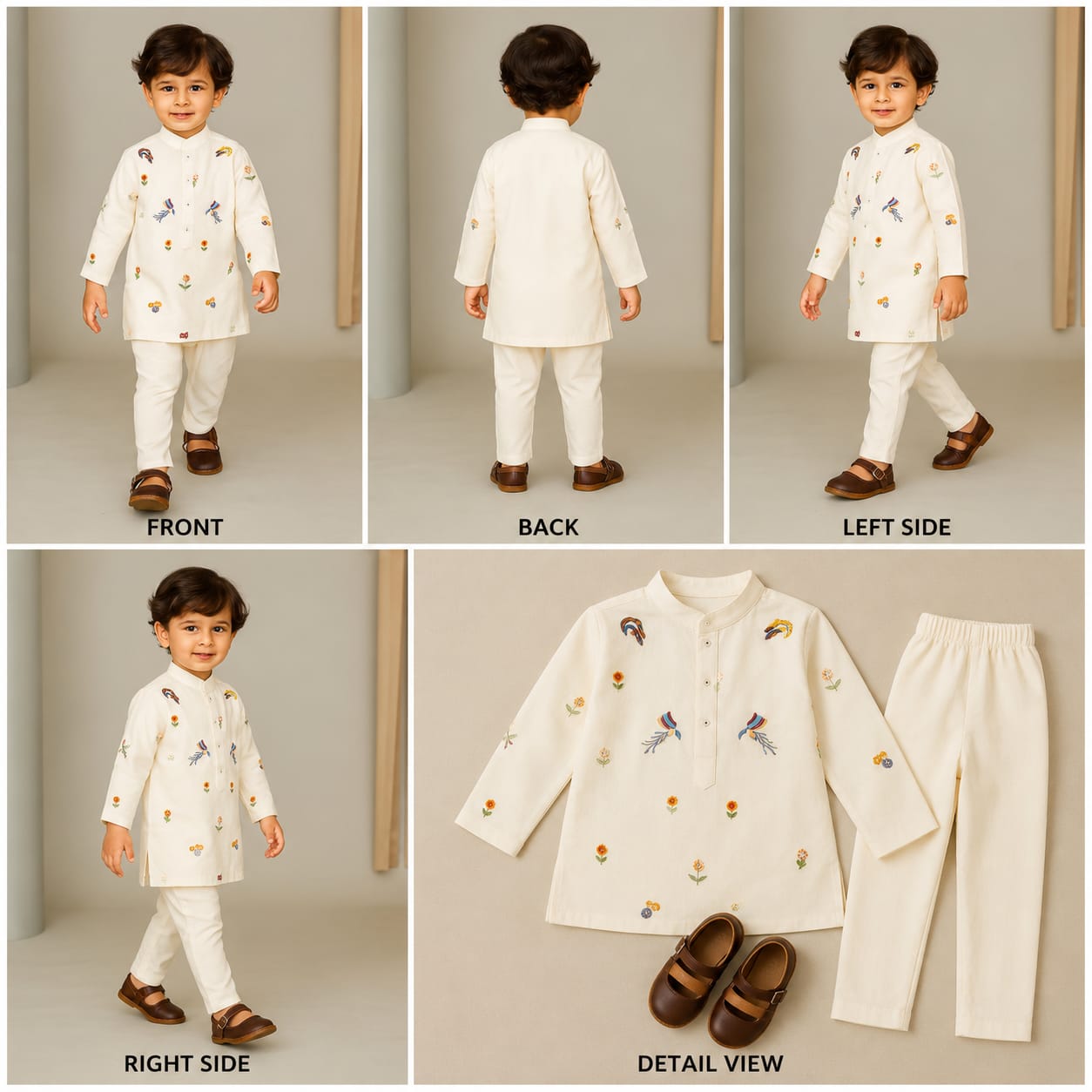 Pre Order: Alphabet Embroidery Kurta And Pyjama