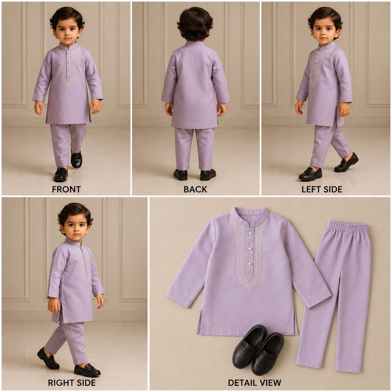 Pre Order: Lilac Embroidered Kurta With Silk Pyjama