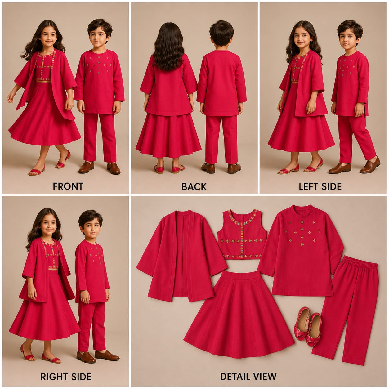 (Boy) Pre Order:Pink Embroidered Kurta Set