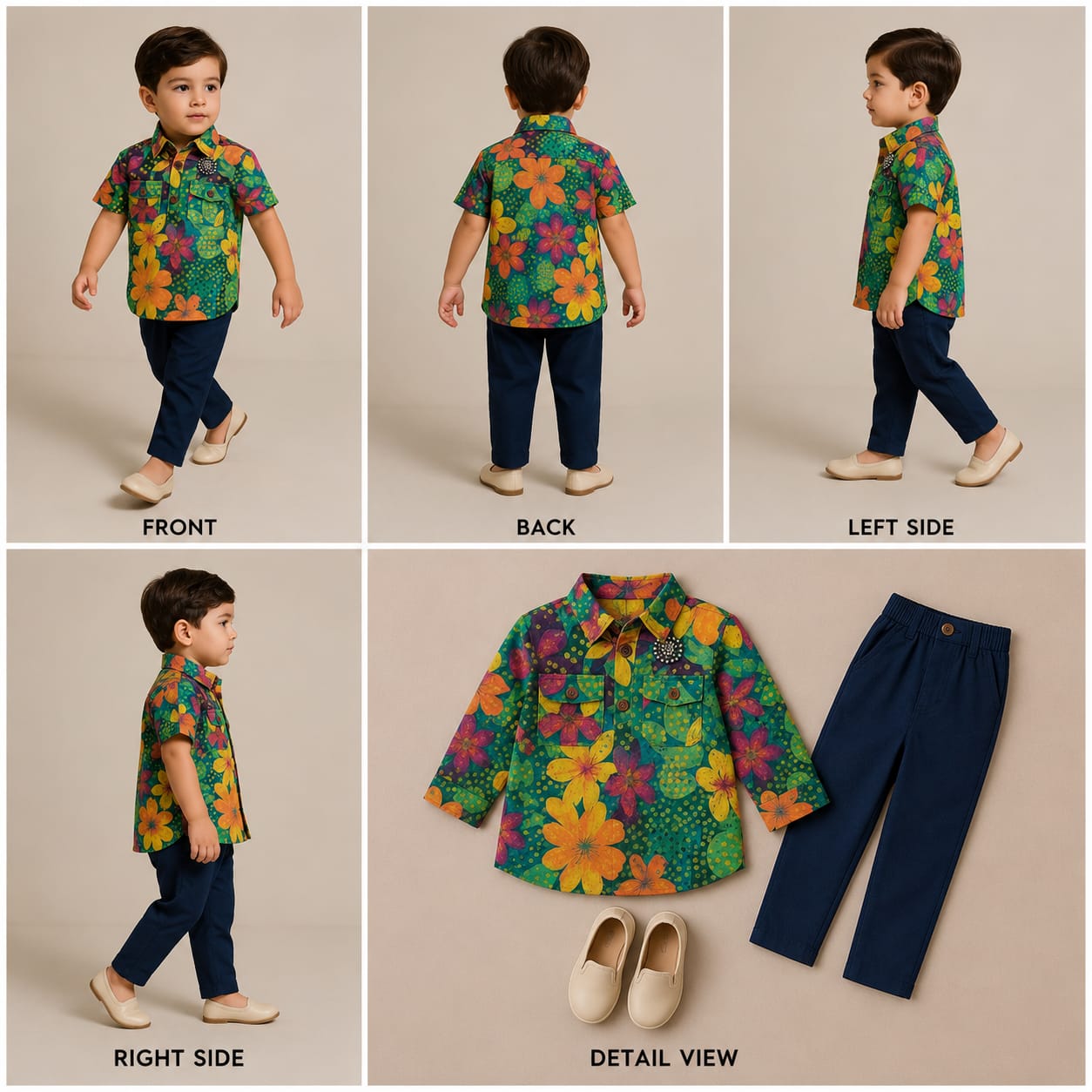 Pre Order: Multicolour Pathani Kurta And Pant