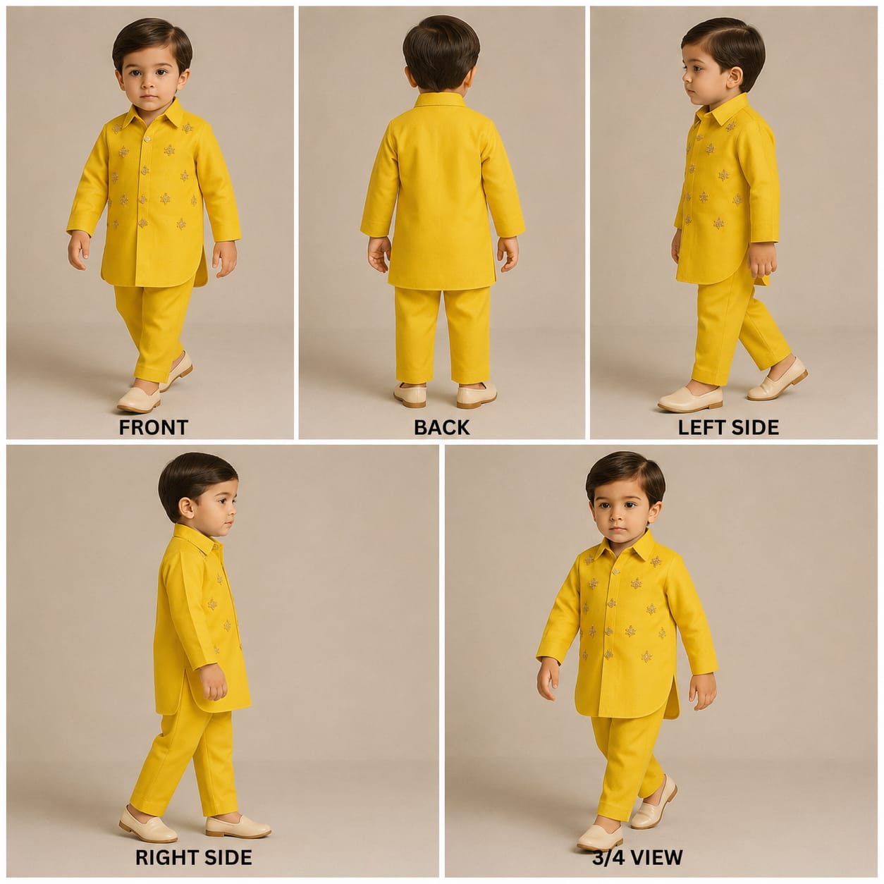 Pre Order: Collar-Neck Mustard Kurta And Pyjama