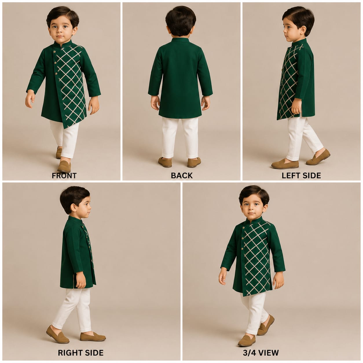 Pre Order: Green Pleated Asymmetric Stylish Kurta With Pant