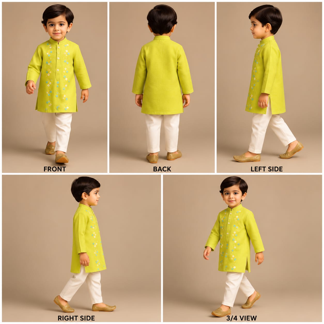 Pre Order: Green Multicolour Floral Embroidered Kurta And Pyjama