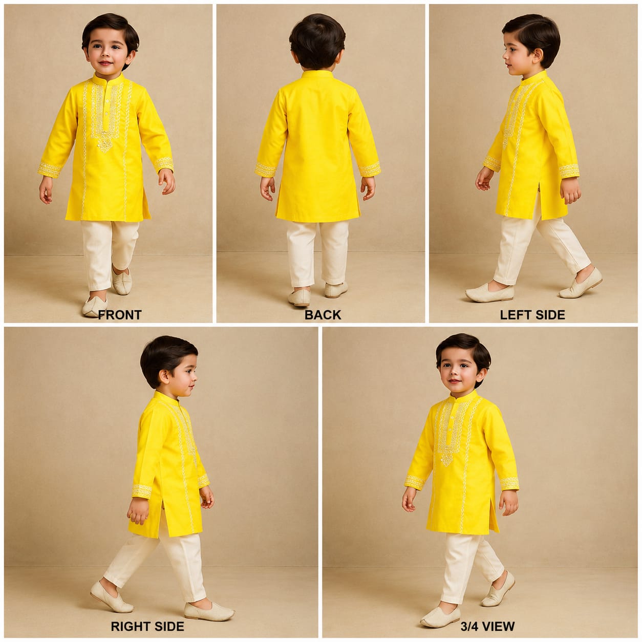 Pre Order: Yellow Embroidered And Faux Mirror Work Kurta And Pyjama