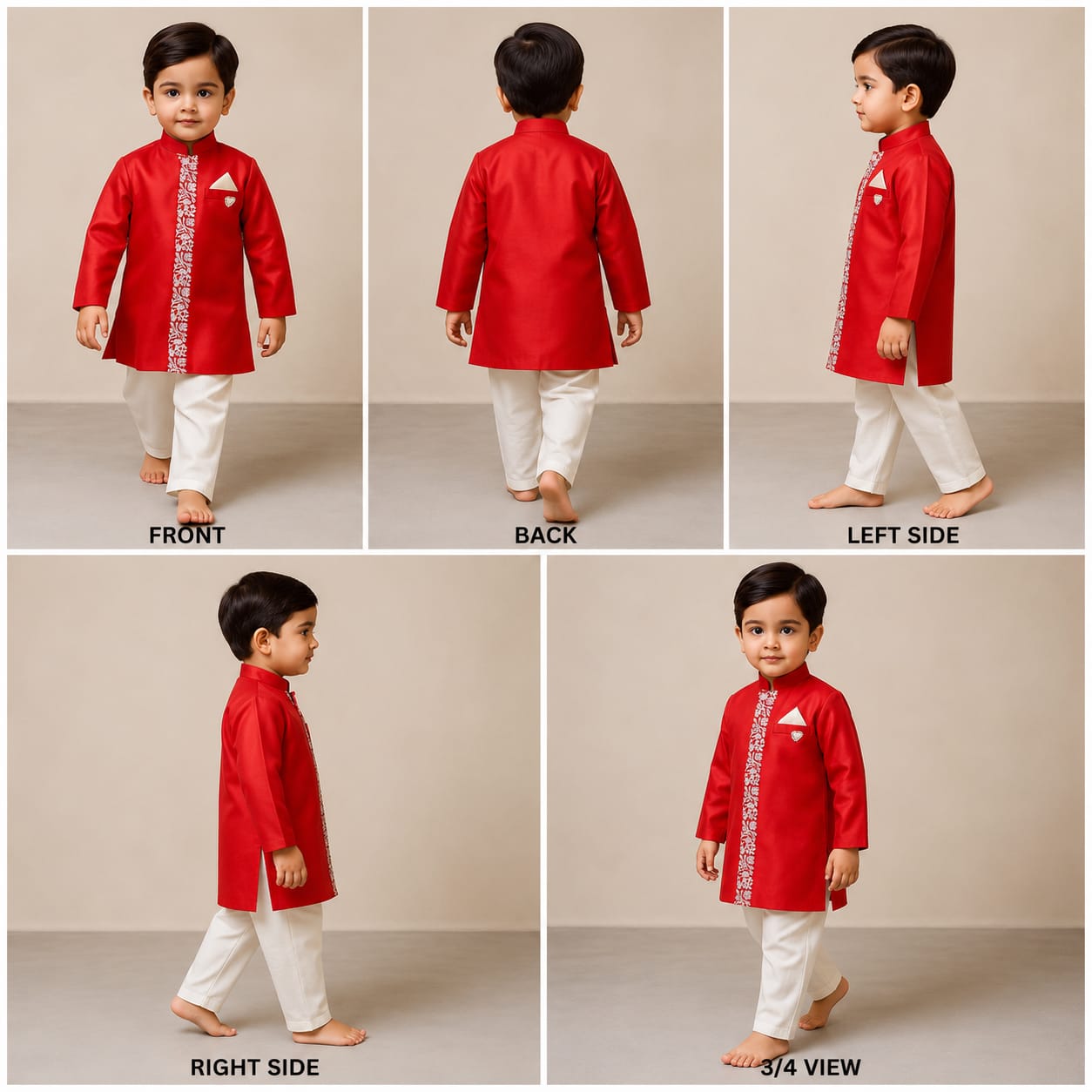 Pre Order: Red Embroidered Sherwani And Pyjama