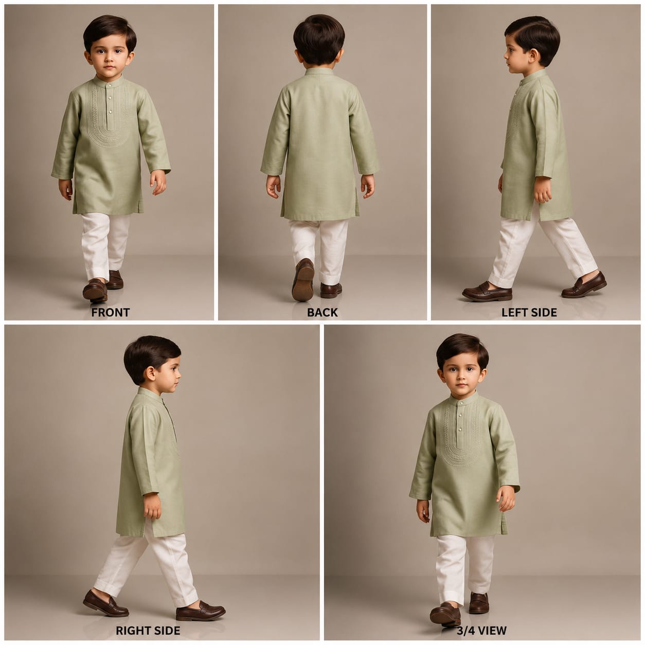 Pre Order: Embroidered Green Kurta And Pyjama