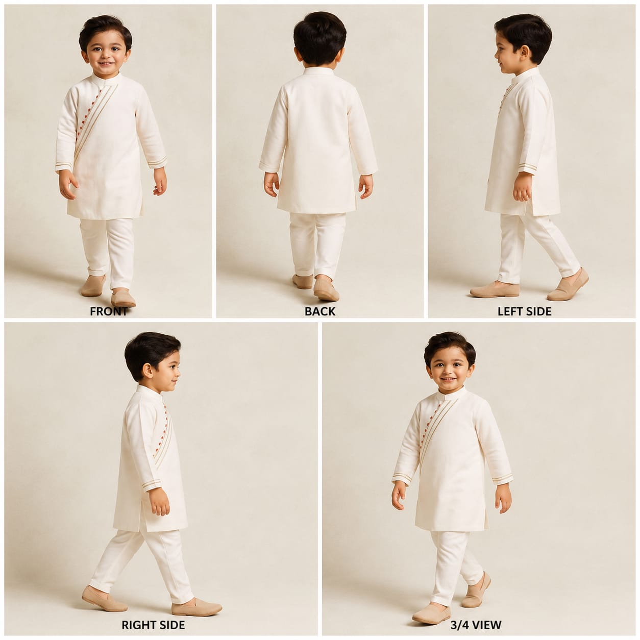 Pre Order: Slant Hook Placket Off-White Kurta And Pyjama