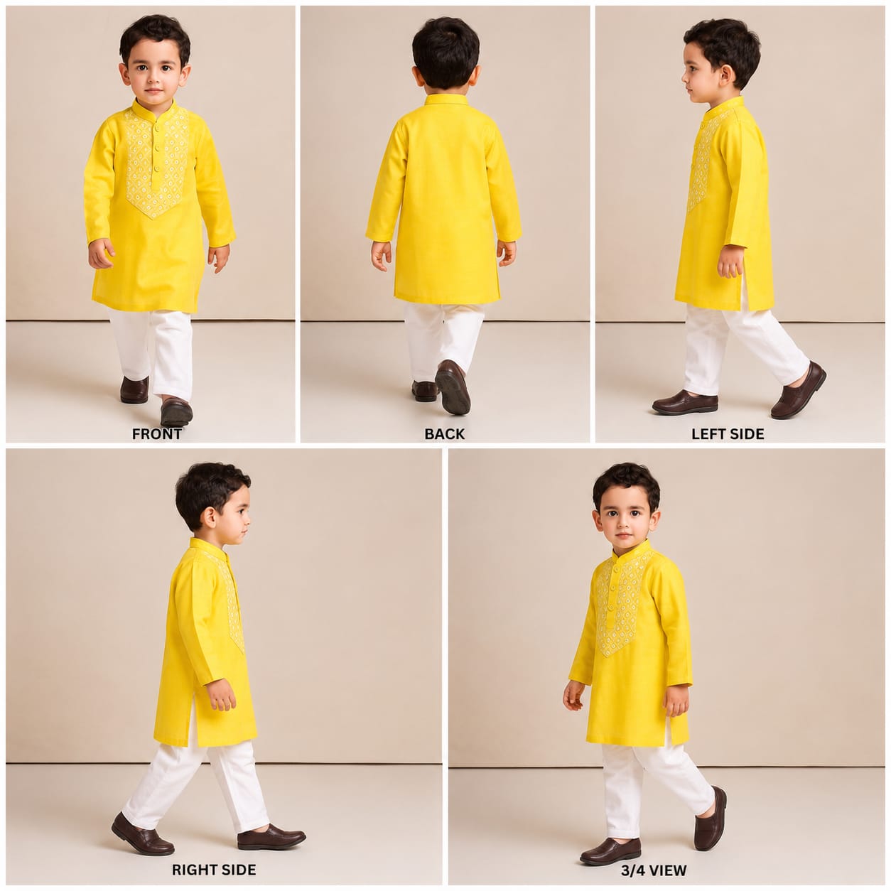 Pre Order: Thread Embroidered Yellow Kurta And Pyjama