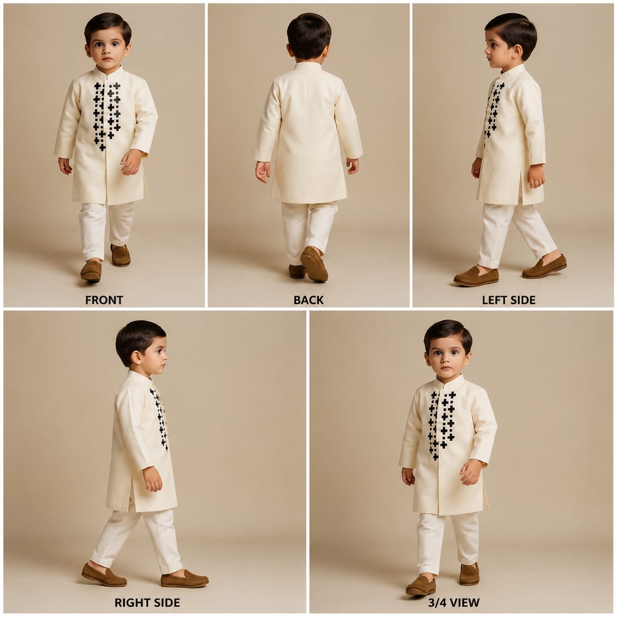 Pre Order: Off White Embroidered Sherwani With Pyjama