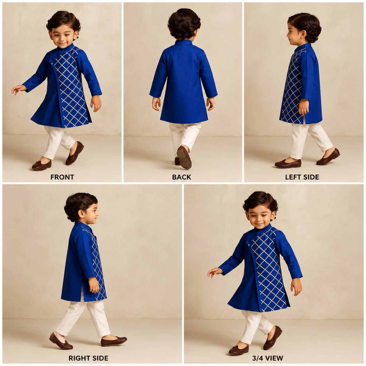 Pre Order: Blue Pleated One Side Flap Stylish Kurta With Pant