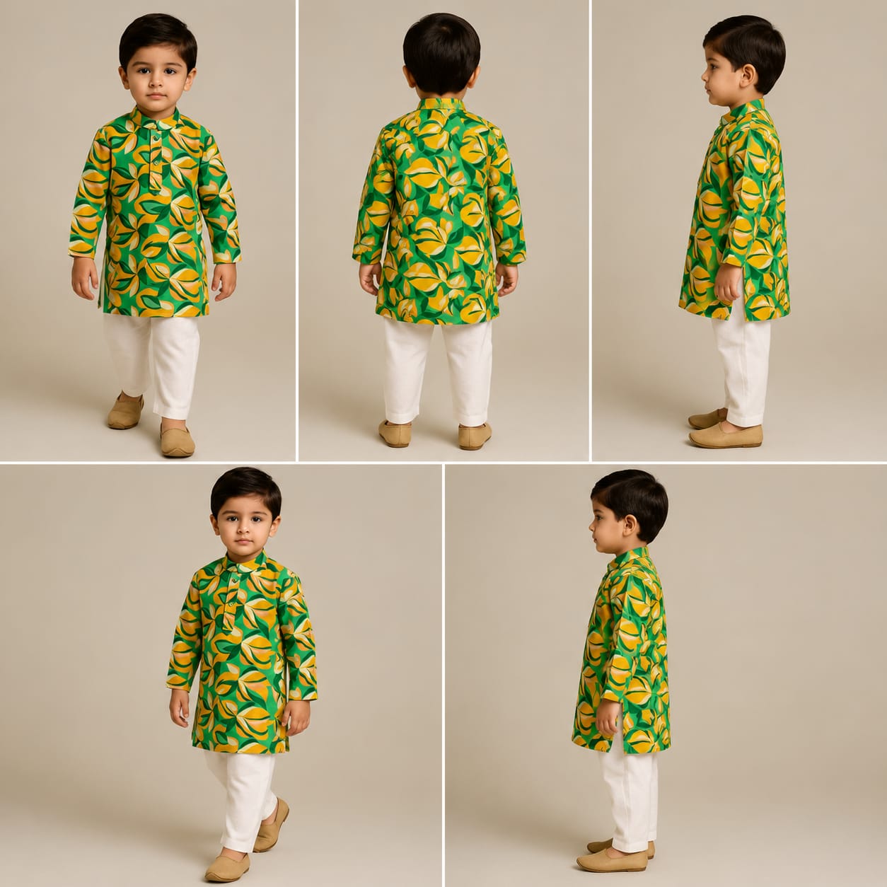 Pre Order: Green Printed Kurta With Pyjama