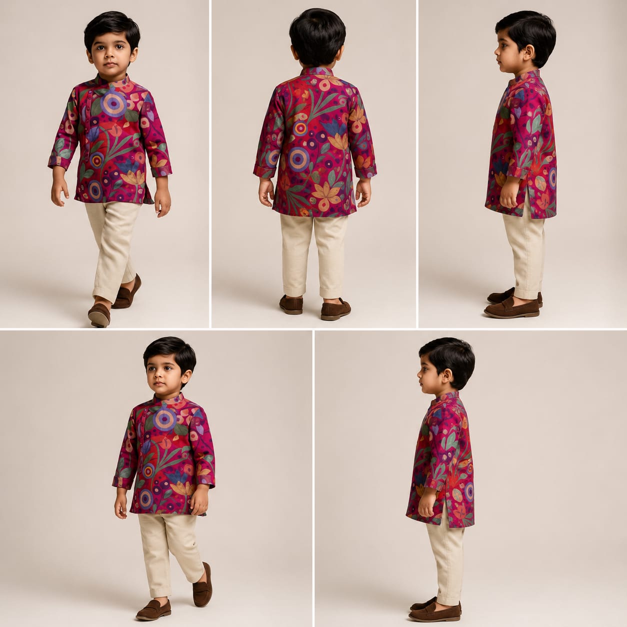 Pre Order: Multicolour Printed Asymmetrical Hem Kurta And Pyjama