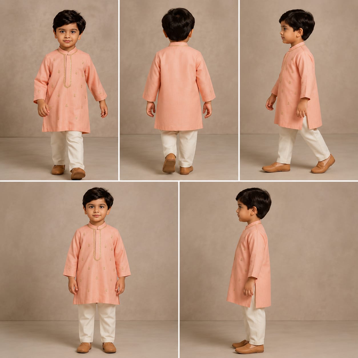 Pre Order: Diya Embroidered Peach Kurta And Churidar