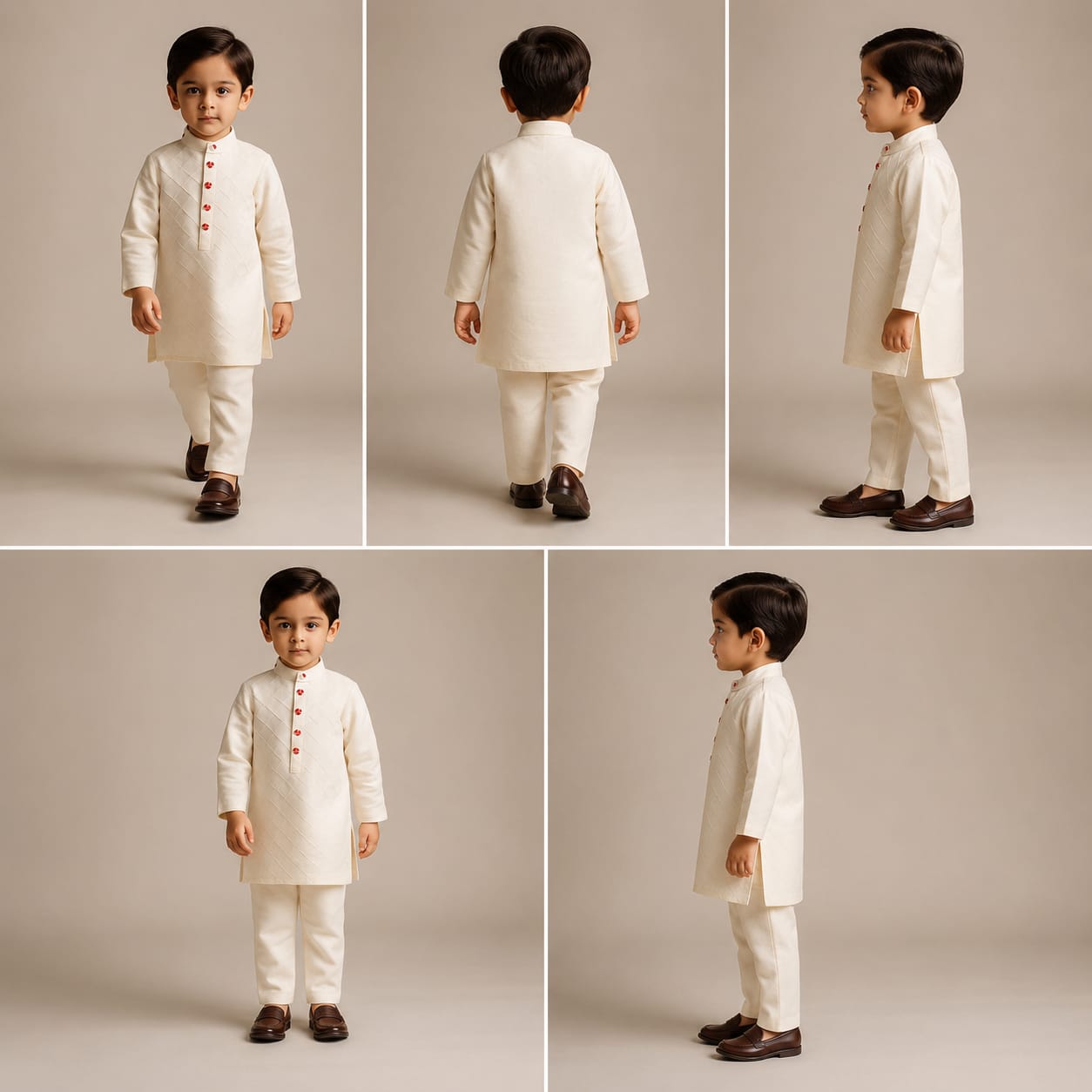 Pre Order: Off White Pintuck Embroidered Kurta With Pyjama