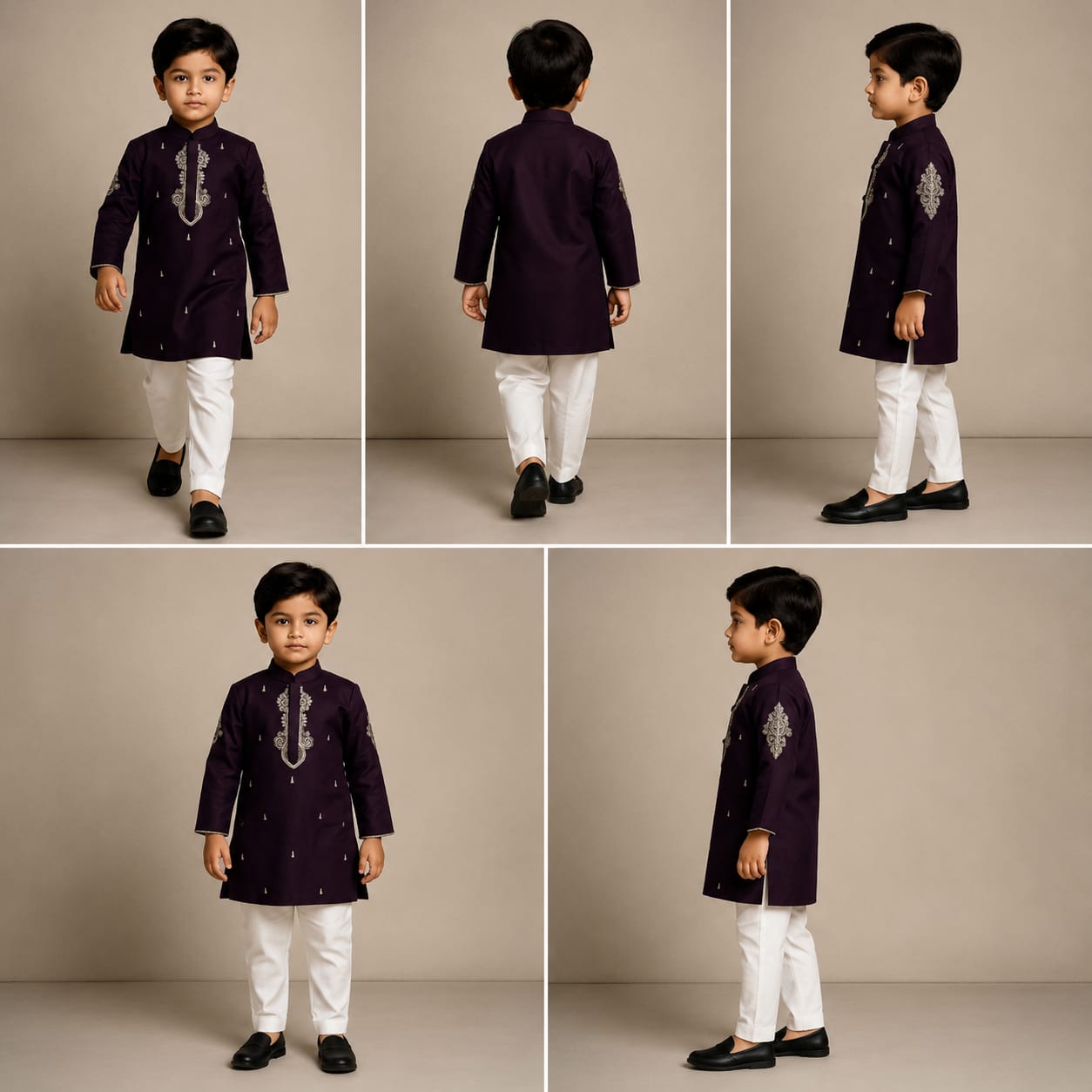 Pre Order: Purple Kurta With Dori Embroidery And Pyjama