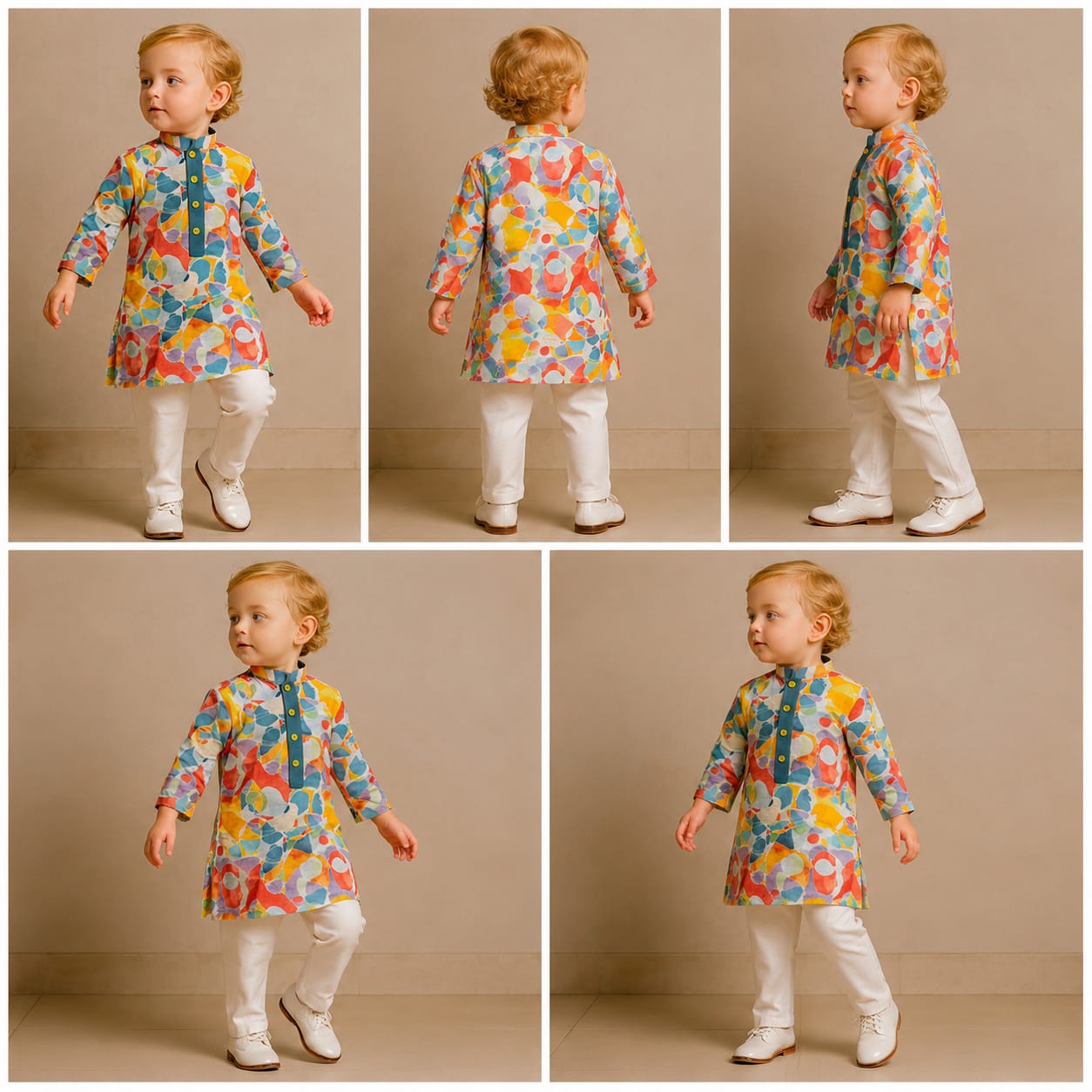 Pre Order: Cotton Linen Multicolour Kurta And White Pant