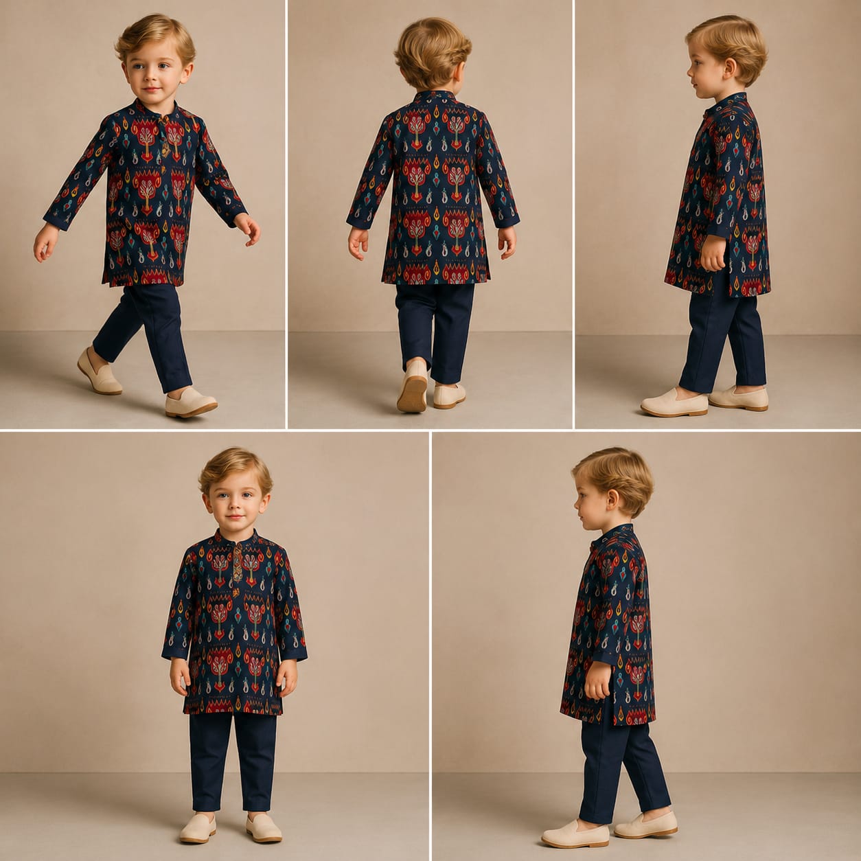 Pre Order: Printed Side Open Kurta With Pyjama