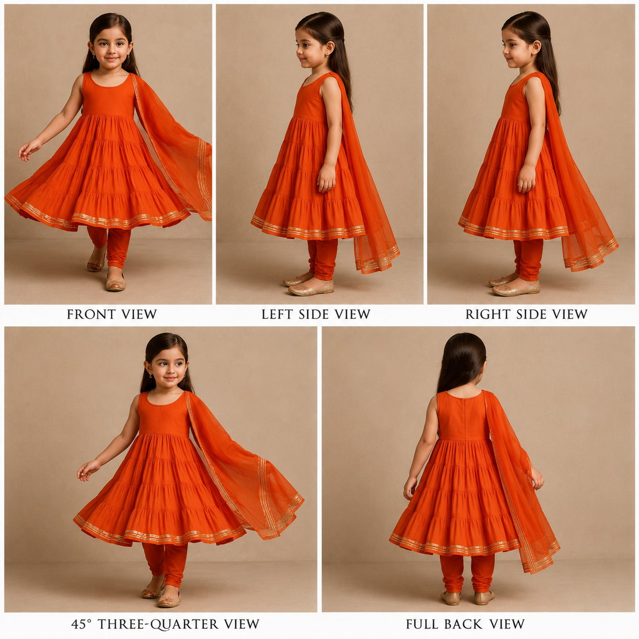 Pre Order: Orange Anarkali Suit Set